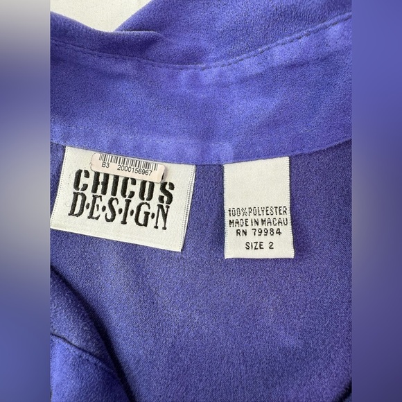 Chico’s Design Purple Tunic Button Front Blouse Long Sleeves Size Large - Picture 4 of 7